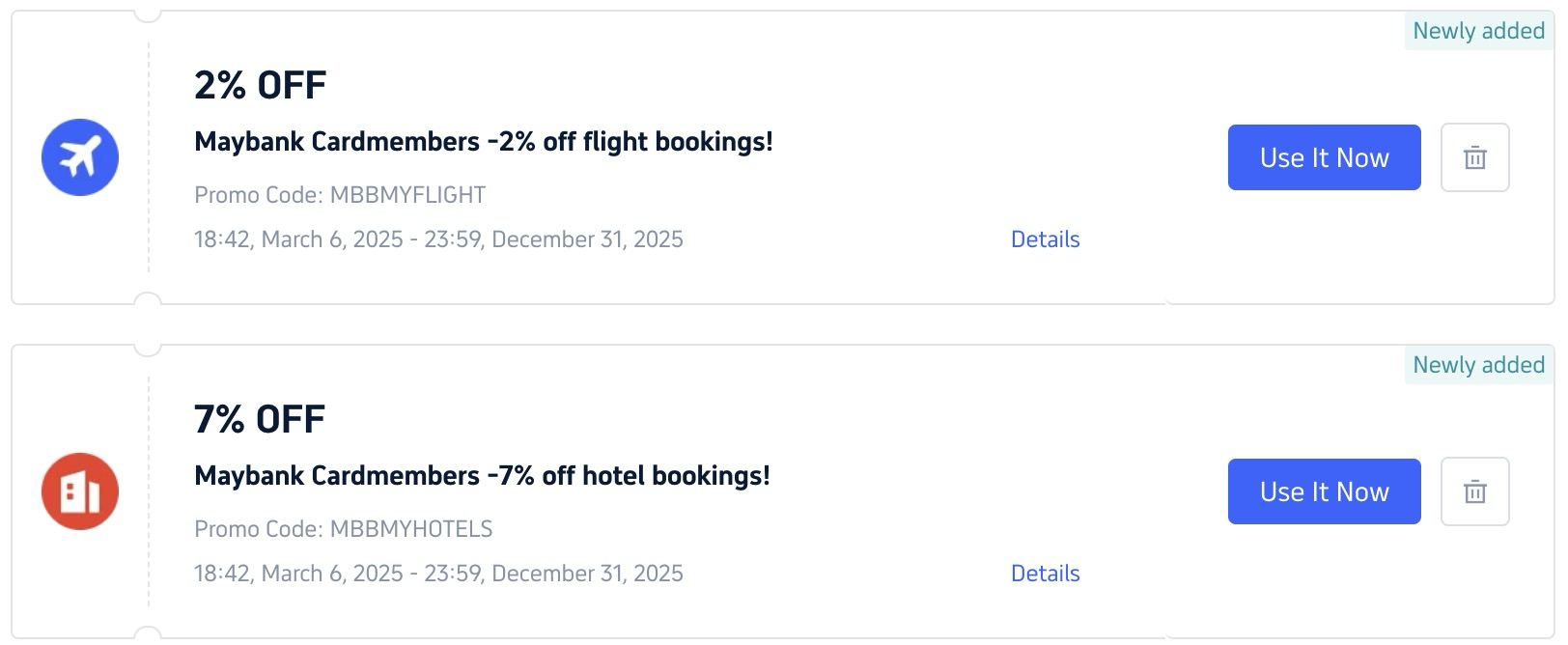 Maybank信用卡在Trip.com的Promo code